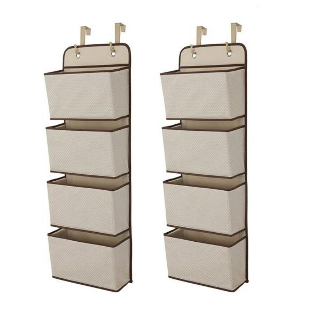 Over The Door Hanging Organizer 4 Pocket Storage Rack Set for Closet Wall